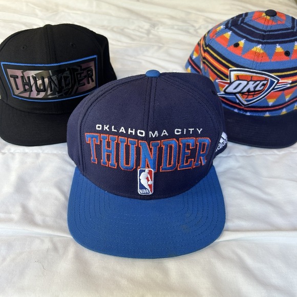 Lot Of 3 Adidas Michell & Ness New Era Oklahoma City Thunder NBA Hat SnapBack - Picture 1 of 16